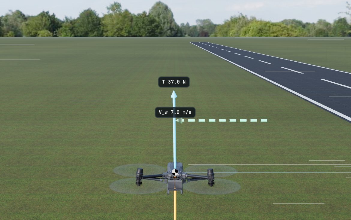 A drone over the runway of an airfield.